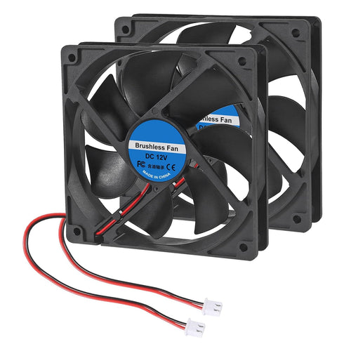 2Pcs DC 12V 12025 Cooling Fan 120x120x25mm for Computer Case and Server Chassis
