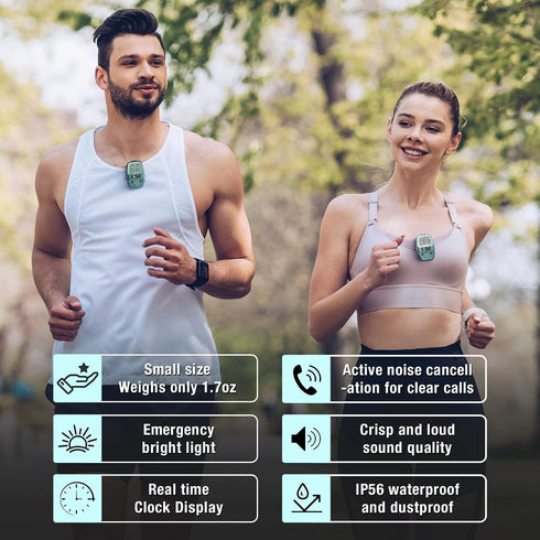 Soundsark Wearable Bluetooth Speaker, Clip-on Waterproof Speaker with LED Lighting & Clock Display, Built