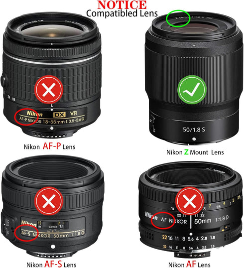 Body Cap + Rear Lens Cap Cover for Nikon Z50 Z30 Z9 Z8 Z6 Z7 Z5 Z fc, Compatible for Zfc Z9 Z8 Z7 II Z6 II