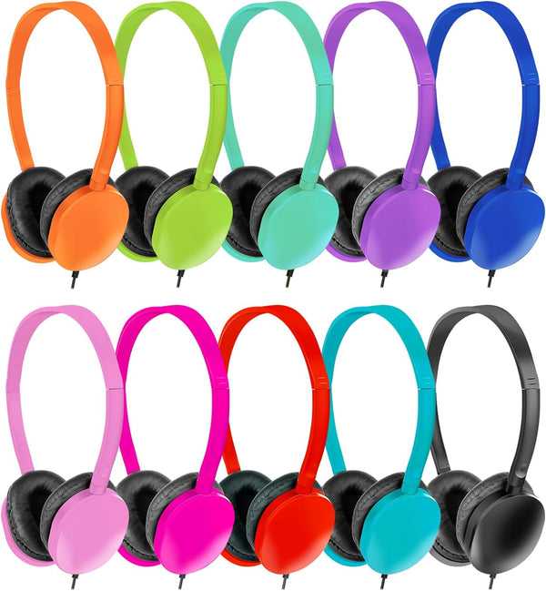 Kids Headphones Bulk 15 Pack for School Classroom, Computer Earphones Class Set for Students Multi Color