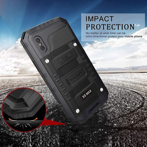 Beasyjoy Waterproof Case for iPhone Xs Max, Metal Heavy Duty Durable Cover with Built-in Screen Full Body Protective