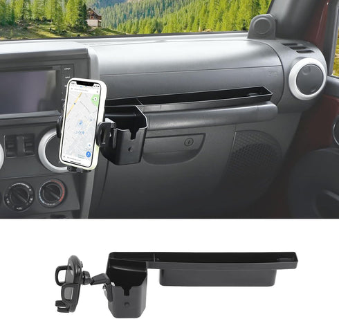 Multi-Mount Metal Road Passenger Phone Holder - Fit for 2007-2010 Jeep Wrangler JK JKU, Phone Mount Storage Tray