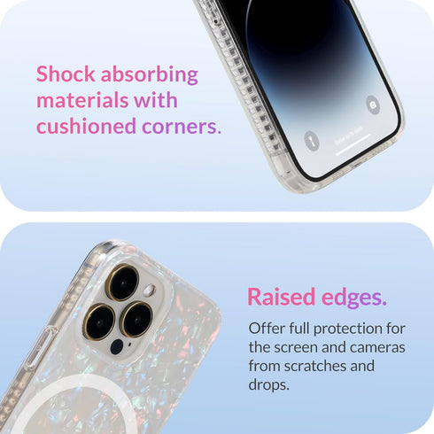 LONLI Hue iPhone 15 Pro Case - White Pearl Tort, Magsafe Compatible, 10FT Drop Protection, 4 Airbag Corners, Aesthetic