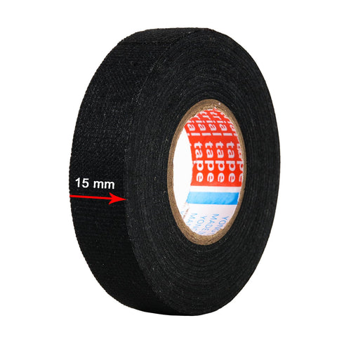 2 Rolls Black Wire Harness Cloth Tape, Speaker Wiring Harness Cloth Tape, for Automobile Electrical Wire harnessing Noise Dampening Heat Proof (Width: 15mm, Length: 50Ft)