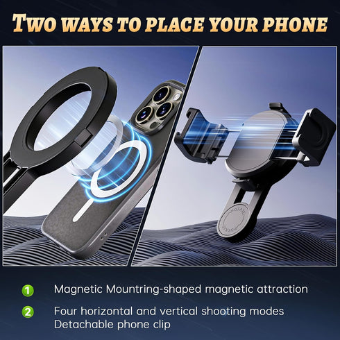 hotqueen 4 1 Magnetic Selfie Stick Tripod for iPhone with Light, in Portable Pocket Size Phone Tripod Stand for Magsafe