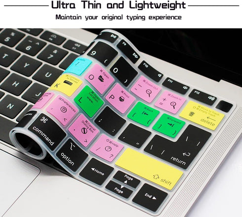 HRH Shortcut Hotkey Silicone Keyboard Cover Skin for MacBook Air 13 Inch 2018 Release A1932 with Retina Display and
