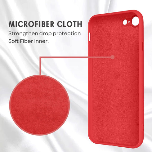 iPhone SE 2022 Case, iPhone SE 2020 Case, Slim Silicone Soft Rubber Shockproof Protective Cover, Red