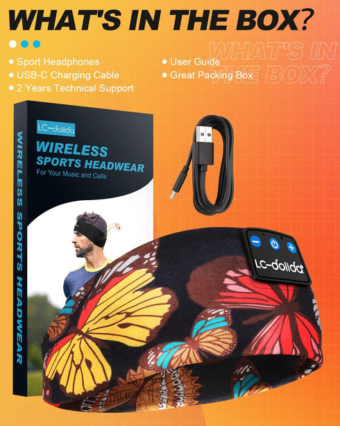 LC-dolida Sleep Mask with Bluetooth Headphones, Best Gift Sleep Headphones Bluetooth Headband for Sports and Travel