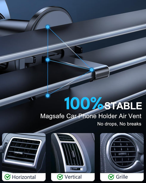 Magsafe Car Mount Charger, 15W Fast Charging Magnetic Car Charger with Vent Mount for iPhone 15 14 13 12