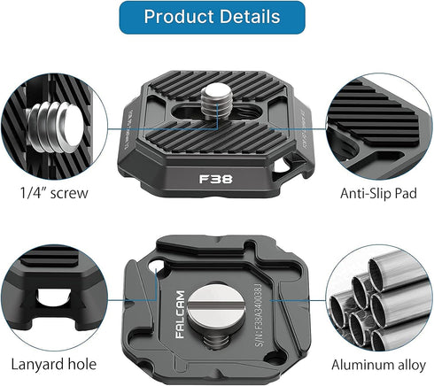 ULANZI New Version F38 Quick Release Plate 2-in-1, FALCAM F38 QR Plate Camera Tripod Mount Adapter (Top Plate, Base