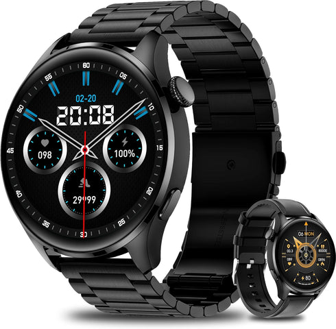 Smart Watch (Call Receive/Dial), 1.32" HD Touch Screen Waterproof SmartWatch for Android iOS Phones, Fitness Tracker