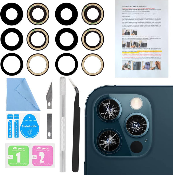 2PCS ASDAWN Back Rear Camera Lens Glass Replacement for iPhone 12 Pro Max, Pre-Installed Adhesive
