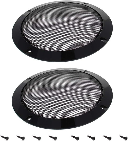 Heyiarbeit 2Pcs 6.5" Speaker Grill Cover, Round Metal Mesh Speaker Grills Guard Protector, Decorative Circle Black