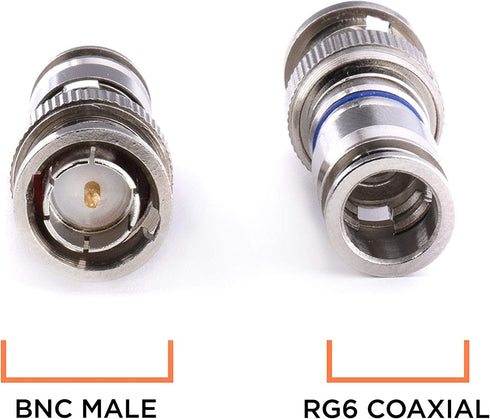 THE CIMPLE CO BNC Compression Connector - Pack of 10 for RG6 Coaxial Cable, Male BNC Connectors for CCTV
