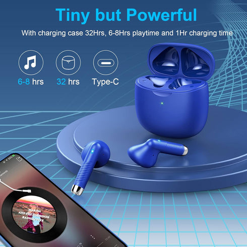 Wireless Earbuds, Bluetooth 5.3 Earbuds Stereo Bass, Noise Cancelling Mic, IP7 Waterproof Sports Earphones, 32H Playtime