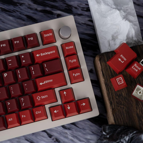 Jamon Keycaps Set, 173 Double Shot Cherry Profile Red PBT Keycaps with Key Puller for 60%, 75%, 80%, 85%, 100%
