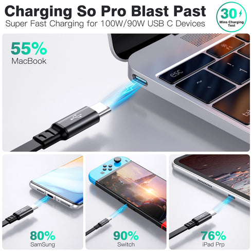 100W Retractable USB C to USB C Charging Cable 2Pack 4Ft Type C to USB C Charger Cable Type C Charging Cord Fast Charge for MacBook Pro 2021,iPad Pro,Galaxy S22 Ultra,Pixel,Switch,LG