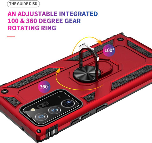 ADDIT Samsung Note 20 Ultra Case, Military Grade with Ring Car Mount Kickstand for Galaxy Note 20 Ultra 5G - Red