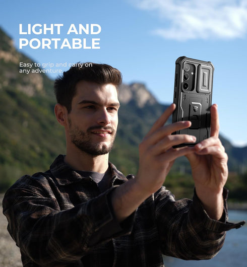 Dexnor Galaxy S24 Case - Heavy-Duty Shockproof, Full-Body Bumper, Built-in Slide Camera Cover, Screen Protector &