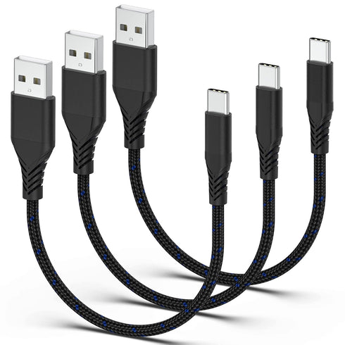 3 Pack 6-inch Braided USB-C Charging Cable, Fast Charging Type C for Samsung Galaxy S22 Ultra, Note 20, LG V30, Pixel 6.
