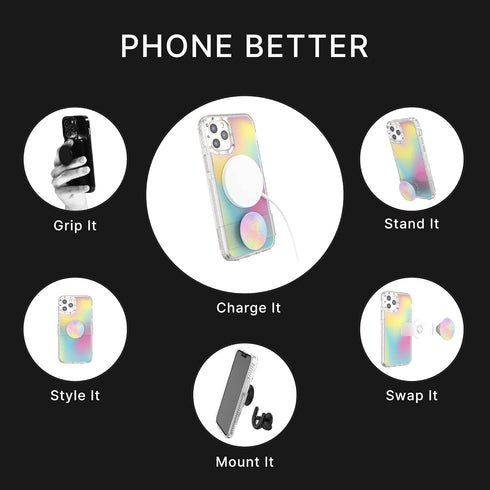 PopSockets iPhone 12/12 Pro Case - Abstract Design with Repositionable Slide Grip, Compatible with MagSafe