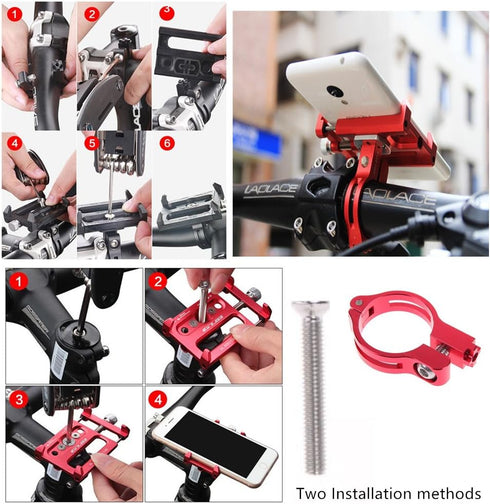GUB Aluminum Alloy Universal Phone Mount Holder for Bicycle & Motorcycle, Adjustable for iPhone X XR Xs 7s 8 Plus,