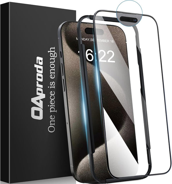 OAproda iPhone 15 Pro Max Screen Protector: 1pc stronger than 3pcs, 9H+ shatterproof, dustproof, case-friendly,