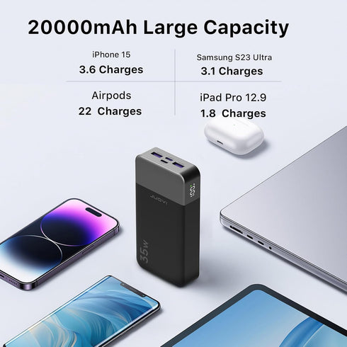 JUOVI 20000mAh 35W 3.0 4.0 Pack 2 2 16/15/14 Power Bank Portable Charger Fast ChargingPD QC Fast Charging Phone Charger