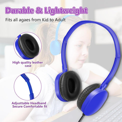 Kids Headphones Bulk 15 Pack for School Classroom, Computer Earphones Class Set for Students Multi Color