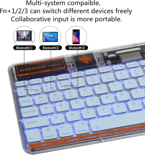 Bluetooth Keyboard for iPad, 10-inch Wireless Keyboard for PC Tablet Phone, Rechargeable Multi-Device RGB Backlit