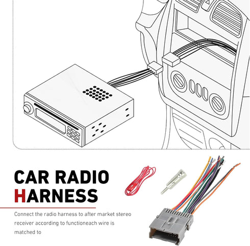 Titwaye 3 PCS Car Radio Wiring Harness, Audio/Video Wiring Harnesses Kit, Stereo Pigtail Connector Plug Adapter