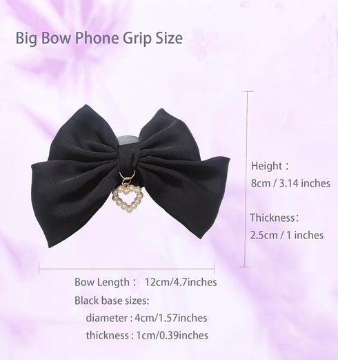 Miitoomo Cute Bow Phone Stands Fashion Cellphone Charm Grip Holder Universal Rotatable (Black)