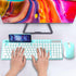 Wireless Keyboard and Mouse Combo, MARVO 2.4G Ergonomic Wireless Keyboard with Phone Holder, Silent Mouse, Compatible