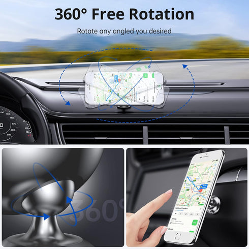 Syncwire Magnetic Phone Car Mount, 360° Adjustable Dashboard Holder for iPhone, Samsung, LG, GPS, Mini Tablet - Gray