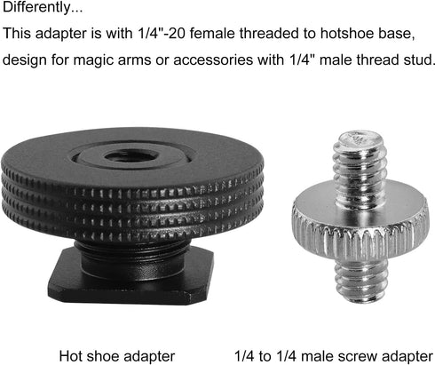 1/4" Female Thread to Hot Shoe Adapter, LUORNG 2PCS Hot Shoe Mount Adapter with 1/4 to 1/4 inch Male Screw