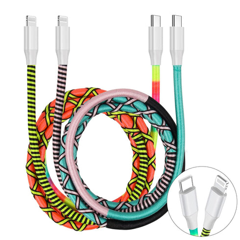 URIZONS 60W Fast Charging USB-C to Lightning Cable, Nylon Braided for iPhone 13, 12, 11, X, XS, XR, 8 Plus (2PCS)
