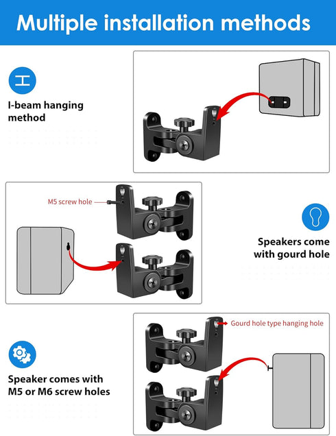 Speaker Wall Mounts, Universal Mounting Bracket for Small Surround Sound Speakers, Compatible with Bose, JBL, KEF
