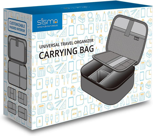 sisma Travel Electronics Organizer Small Carrying Case for Cables Phone Chargers USB Plugs Power Cords Earbuds Adapter
