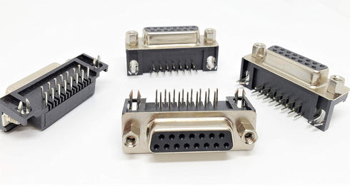 Pc Accessories 10-Pack DB15 Female Right Angle PCB Mount Connector, 90 Degree D-Sub DR15 F