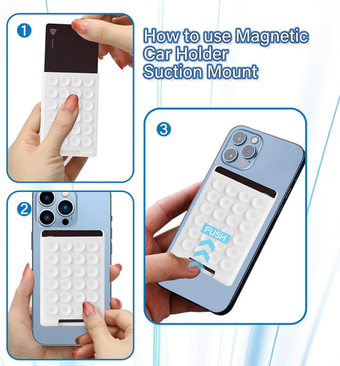 Magnetic Suction Phone Card Holder Mount for MagSafe, Compatible with iPhone MagSafe Phone Case, White