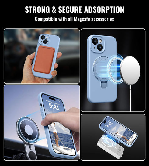 Vanxiliiy 13 13 6.1" Compatible with iPhone Case with Stand, Premium Slim Liquid Silicone Phone Cases for iPhone
