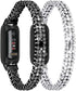 Slim Bling Bands for Fitbit Inspire 3 Smartwatch, Rhinestone Dressy Bracelet Replacement for Women Girl
