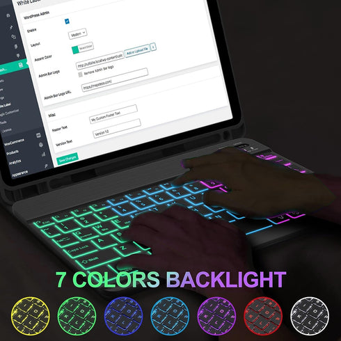 Lenovo Tab M11 11 inch 2024 Case with Keyboard, 7 Color Rainbow Backlight Detachable Bluetooth Keyboard Cover
