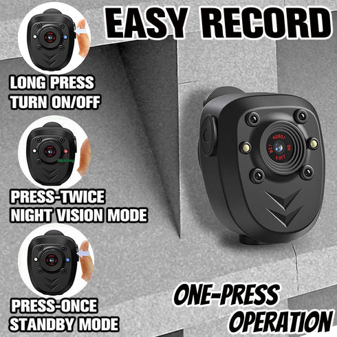Mini Body Camera Video Recorder, Built-in 128GB Memory Card with Night Vision IR & Loop Record HD 1080P