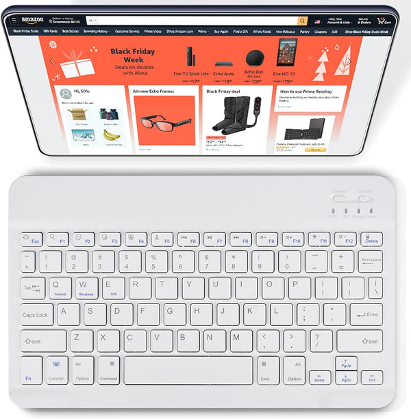 DETUOSI Universal 10 inch Wireless Keyboard, Ultrathin Slim Lightweight Portable, 10.1" Multi-Device for