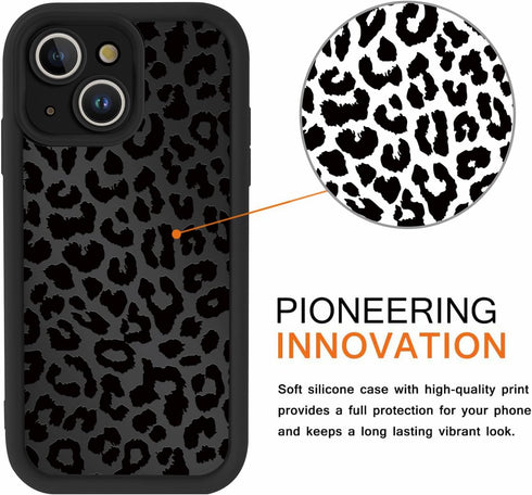 lioscre 13 6.1", Cute Cheetah Print Phone Case for iPhone Case Aesthetic Luxury Black Leopard Pattern Design Cover