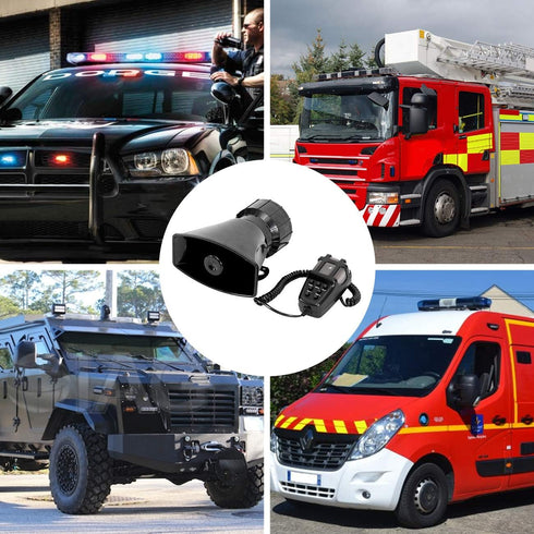 PARTOL Car PA System Truck Siren Horn, 7 Tone Sound with Mic, 100W 12V Emergency Sound Amplifier with Microphone