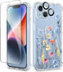 GVIEWIN iPhone 14 Plus Case, Floral Design, Soft Slim Clear, Shockproof, with Screen & Camera Lens Protectors, 6.7"