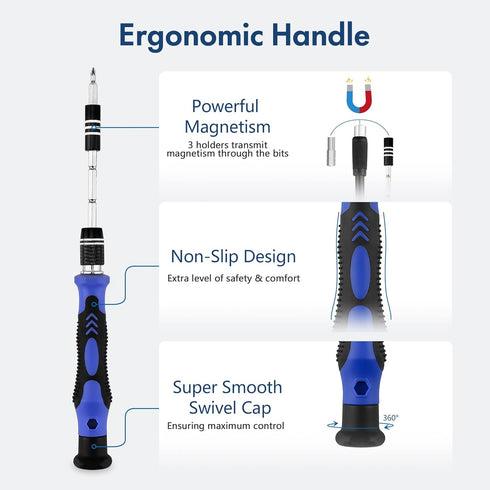 XOOL 82 in 1 Magnetic Precision Screwdriver Set, Flexible Shaft & Extension Rod, Compatible with PC, Laptop, iPhone,