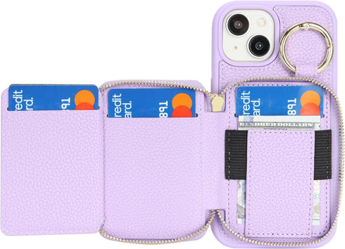 Hamany 13 13 5G 6.1 Inch-Purple Compatible with iPhone Wallet Case with Card Holder,for iPhone Phone case Wallet